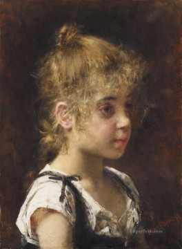 Alexei Harlamov Painting - Portrait of a Young Girl girl portrait Alexei Harlamov